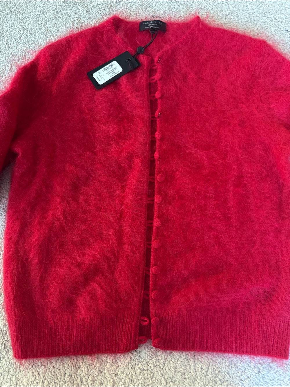Rag & Bone Red Brushed Cashmere Cardigan